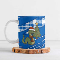 Scotland Christmas Ceramic Mug with Nessie Santa Hat and Blue Tartan Tree - Wonder Print Shop