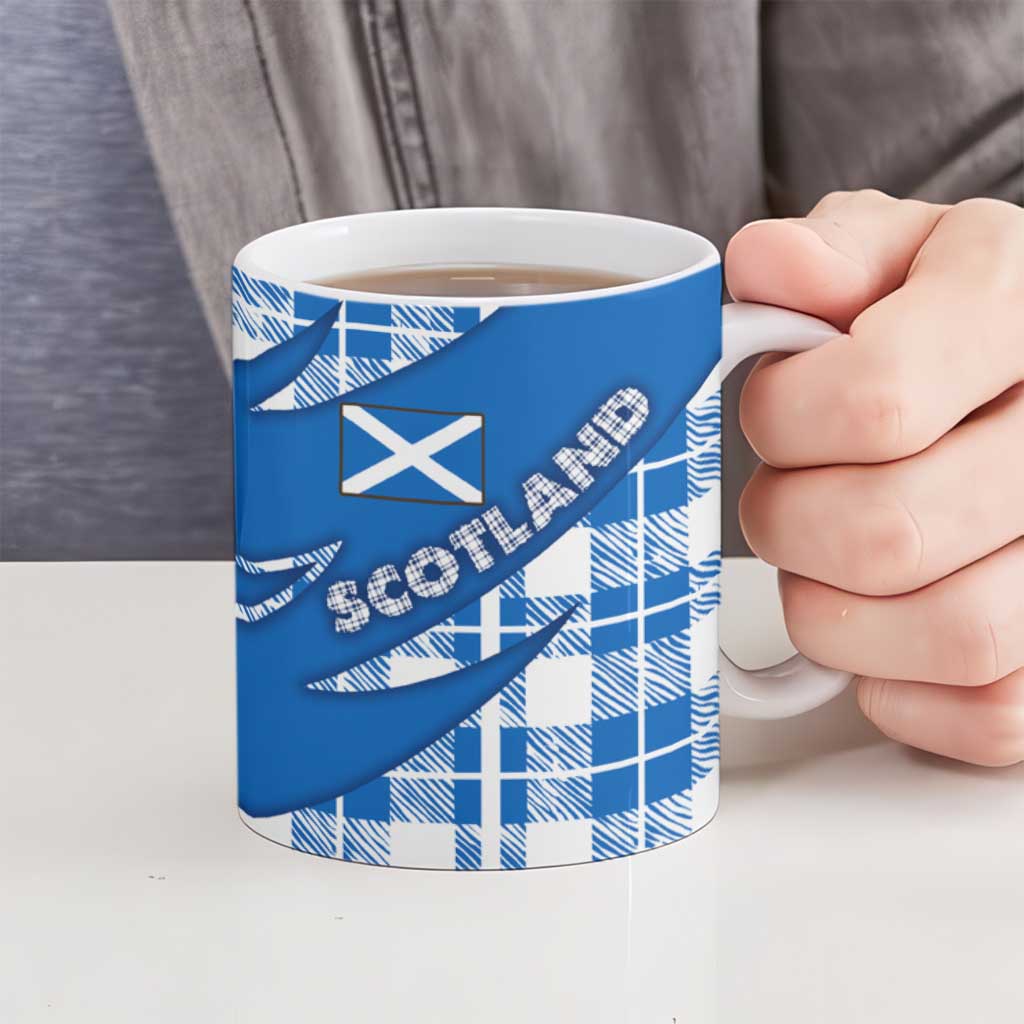 Scotland Christmas Ceramic Mug with Nessie Santa Hat and Blue Tartan Tree - Wonder Print Shop