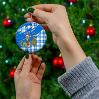 Scotland Christmas Ceramic Ornament with Nessie Santa Hat and Blue Tartan Tree - Wonder Print Shop