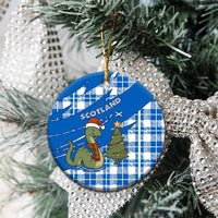 Scotland Christmas Ceramic Ornament with Nessie Santa Hat and Blue Tartan Tree - Wonder Print Shop