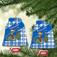 Scotland Christmas Ceramic Ornament with Nessie Santa Hat and Blue Tartan Tree - Wonder Print Shop