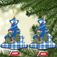 Scotland Christmas Ceramic Ornament with Nessie Santa Hat and Blue Tartan Tree - Wonder Print Shop