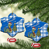 Scotland Christmas Ceramic Ornament with Nessie Santa Hat and Blue Tartan Tree - Wonder Print Shop