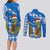 Scotland Christmas Couples Matching Long Sleeve Bodycon Dress and Long Sleeve Button Shirt with Nessie Santa Hat and Blue Tartan Tree - Wonder Print Shop