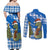 Scotland Christmas Couples Matching Off Shoulder Maxi Dress and Long Sleeve Button Shirt with Nessie Santa Hat and Blue Tartan Tree - Wonder Print Shop