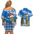 Scotland Christmas Couples Matching Off Shoulder Short Dress and Hawaiian Shirt with Nessie Santa Hat and Blue Tartan Tree - Wonder Print Shop