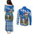 Scotland Christmas Couples Matching Puletasi and Long Sleeve Button Shirt with Nessie Santa Hat and Blue Tartan Tree - Wonder Print Shop