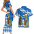 Scotland Christmas Couples Matching Short Sleeve Bodycon Dress and Hawaiian Shirt with Nessie Santa Hat and Blue Tartan Tree - Wonder Print Shop