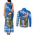 Scotland Christmas Couples Matching Tank Maxi Dress and Long Sleeve Button Shirt with Nessie Santa Hat and Blue Tartan Tree - Wonder Print Shop