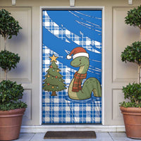 Scotland Christmas Door Cover with Nessie Santa Hat and Blue Tartan Tree - Wonder Print Shop