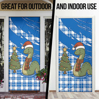 Scotland Christmas Door Cover with Nessie Santa Hat and Blue Tartan Tree - Wonder Print Shop