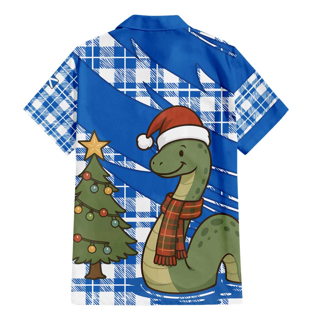 Scotland Christmas Family Matching Mermaid Dress and Hawaiian Shirt with Nessie Santa Hat and Blue Tartan Tree - Wonder Print Shop