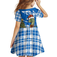 Scotland Christmas Family Matching Off The Shoulder Long Sleeve Dress and Hawaiian Shirt with Nessie Santa Hat and Blue Tartan Tree - Wonder Print Shop