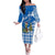 Scotland Christmas Family Matching Off The Shoulder Long Sleeve Dress and Hawaiian Shirt with Nessie Santa Hat and Blue Tartan Tree - Wonder Print Shop