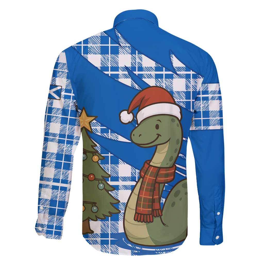Scotland Christmas Family Matching Off Shoulder Maxi Dress and Hawaiian Shirt with Nessie Santa Hat and Blue Tartan Tree - Wonder Print Shop