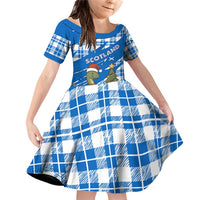 Scotland Christmas Family Matching Off Shoulder Short Dress and Hawaiian Shirt with Nessie Santa Hat and Blue Tartan Tree - Wonder Print Shop