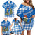 Scotland Christmas Family Matching Off Shoulder Short Dress and Hawaiian Shirt with Nessie Santa Hat and Blue Tartan Tree - Wonder Print Shop