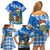 Scotland Christmas Family Matching Off Shoulder Short Dress and Hawaiian Shirt with Nessie Santa Hat and Blue Tartan Tree - Wonder Print Shop