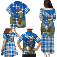Scotland Christmas Family Matching Puletasi and Hawaiian Shirt with Nessie Santa Hat and Blue Tartan Tree - Wonder Print Shop
