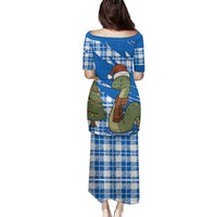 Scotland Christmas Family Matching Puletasi and Hawaiian Shirt with Nessie Santa Hat and Blue Tartan Tree - Wonder Print Shop