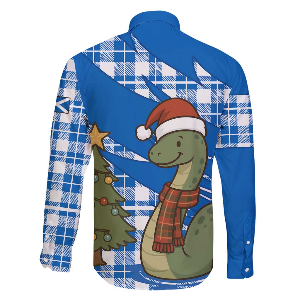 Scotland Christmas Family Matching Short Sleeve Bodycon Dress and Hawaiian Shirt with Nessie Santa Hat and Blue Tartan Tree - Wonder Print Shop