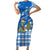 Scotland Christmas Family Matching Short Sleeve Bodycon Dress and Hawaiian Shirt with Nessie Santa Hat and Blue Tartan Tree - Wonder Print Shop