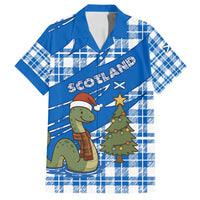 Scotland Christmas Family Matching Tank Maxi Dress and Hawaiian Shirt with Nessie Santa Hat and Blue Tartan Tree - Wonder Print Shop