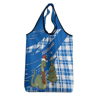 Scotland Christmas Grocery Bag with Nessie Santa Hat and Blue Tartan Tree - Wonder Print Shop