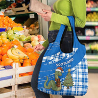 Scotland Christmas Grocery Bag with Nessie Santa Hat and Blue Tartan Tree - Wonder Print Shop