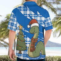 Scotland Christmas Hawaiian Shirt with Nessie Santa Hat and Blue Tartan Tree - Wonder Print Shop