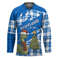 Scotland Christmas Hockey Jersey with Nessie Santa Hat and Blue Tartan Tree - Wonder Print Shop