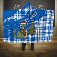 Scotland Christmas Hooded Blanket with Nessie Santa Hat and Blue Tartan Tree - Wonder Print Shop