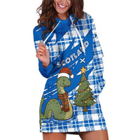 Scotland Christmas Hoodie Dress with Nessie Santa Hat and Blue Tartan Tree - Wonder Print Shop