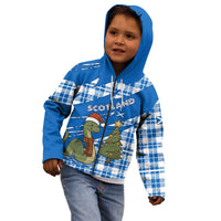 Scotland Christmas Kid Hoodie with Nessie Santa Hat and Blue Tartan Tree - Wonder Print Shop