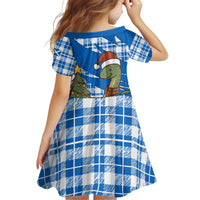 Scotland Christmas Kid Short Sleeve Dress with Nessie Santa Hat and Blue Tartan Tree - Wonder Print Shop