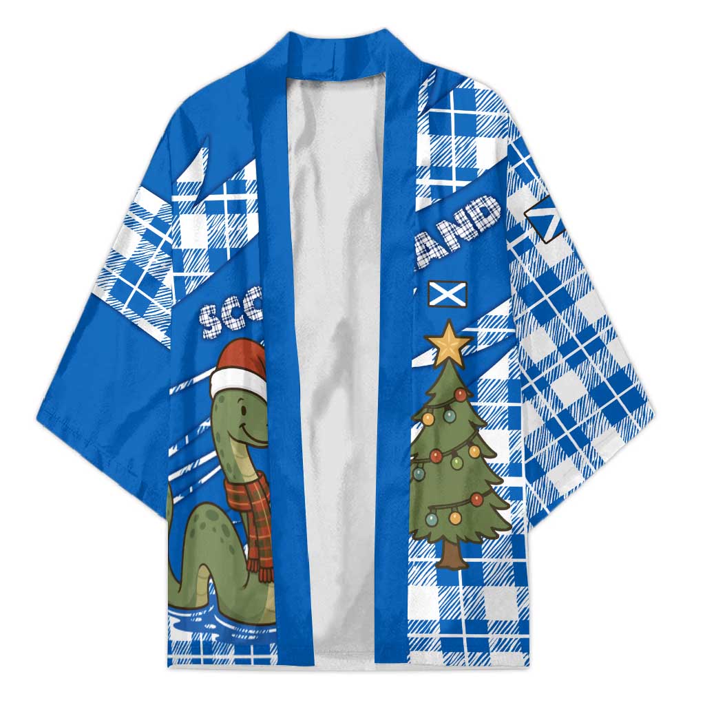 Scotland Christmas Kimono with Nessie Santa Hat and Blue Tartan Tree - Wonder Print Shop