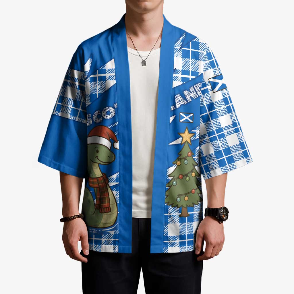 Scotland Christmas Kimono with Nessie Santa Hat and Blue Tartan Tree - Wonder Print Shop