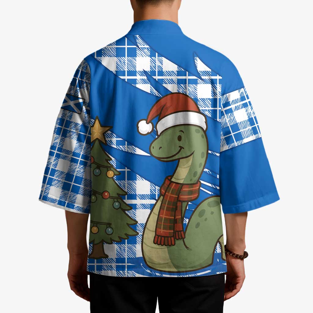 Scotland Christmas Kimono with Nessie Santa Hat and Blue Tartan Tree - Wonder Print Shop