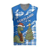Scotland Christmas Knitted V-Neck Vest with Nessie Santa Hat and Blue Tartan Tree - Wonder Print Shop