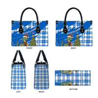 Scotland Christmas Leather Bag with Nessie Santa Hat and Blue Tartan Tree - Wonder Print Shop