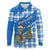 Scotland Christmas Long Sleeve Polo Shirt with Nessie Santa Hat and Blue Tartan Tree - Wonder Print Shop