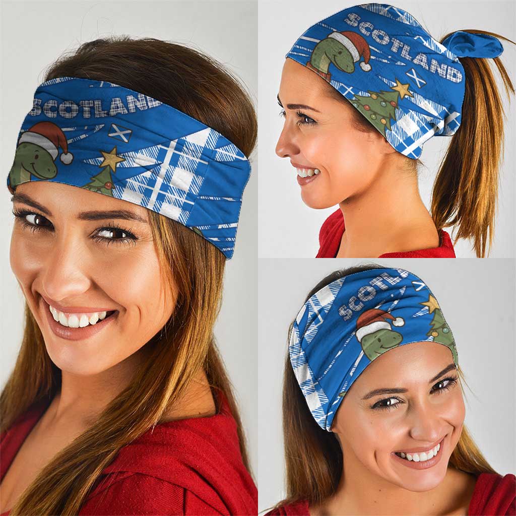 Scotland Christmas Neck Gaiter with Nessie Santa Hat and Blue Tartan Tree - Wonder Print Shop