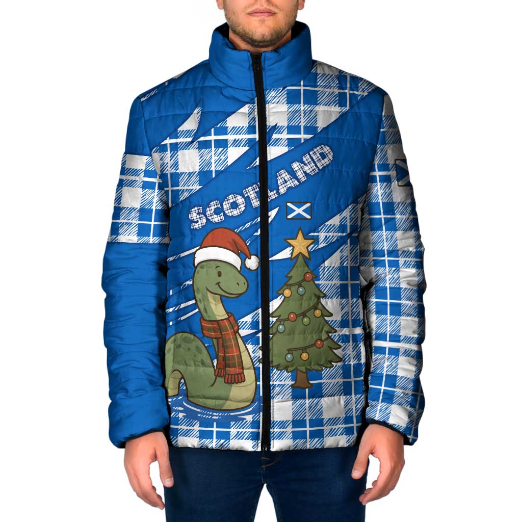 Scotland Christmas Padded Jacket with Nessie Santa Hat and Blue Tartan Tree - Wonder Print Shop