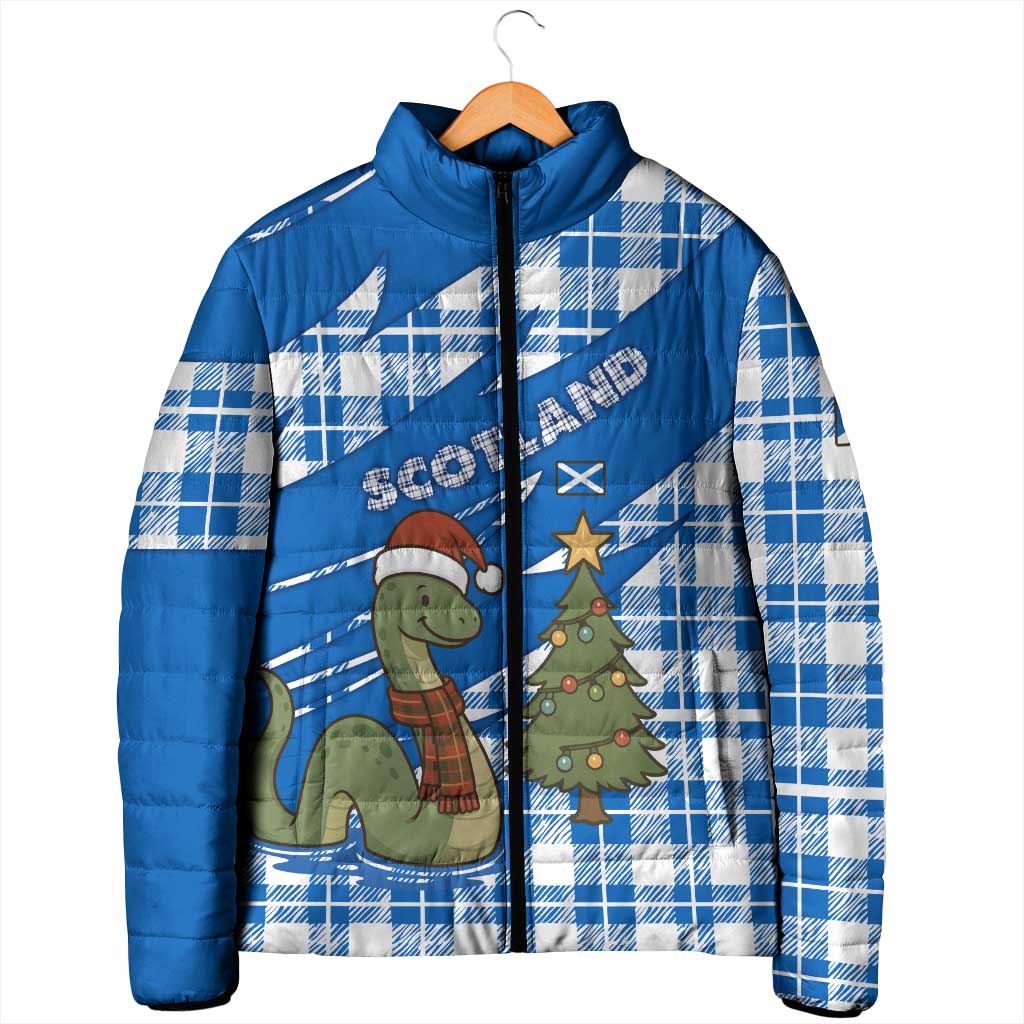 Scotland Christmas Padded Jacket with Nessie Santa Hat and Blue Tartan Tree - Wonder Print Shop