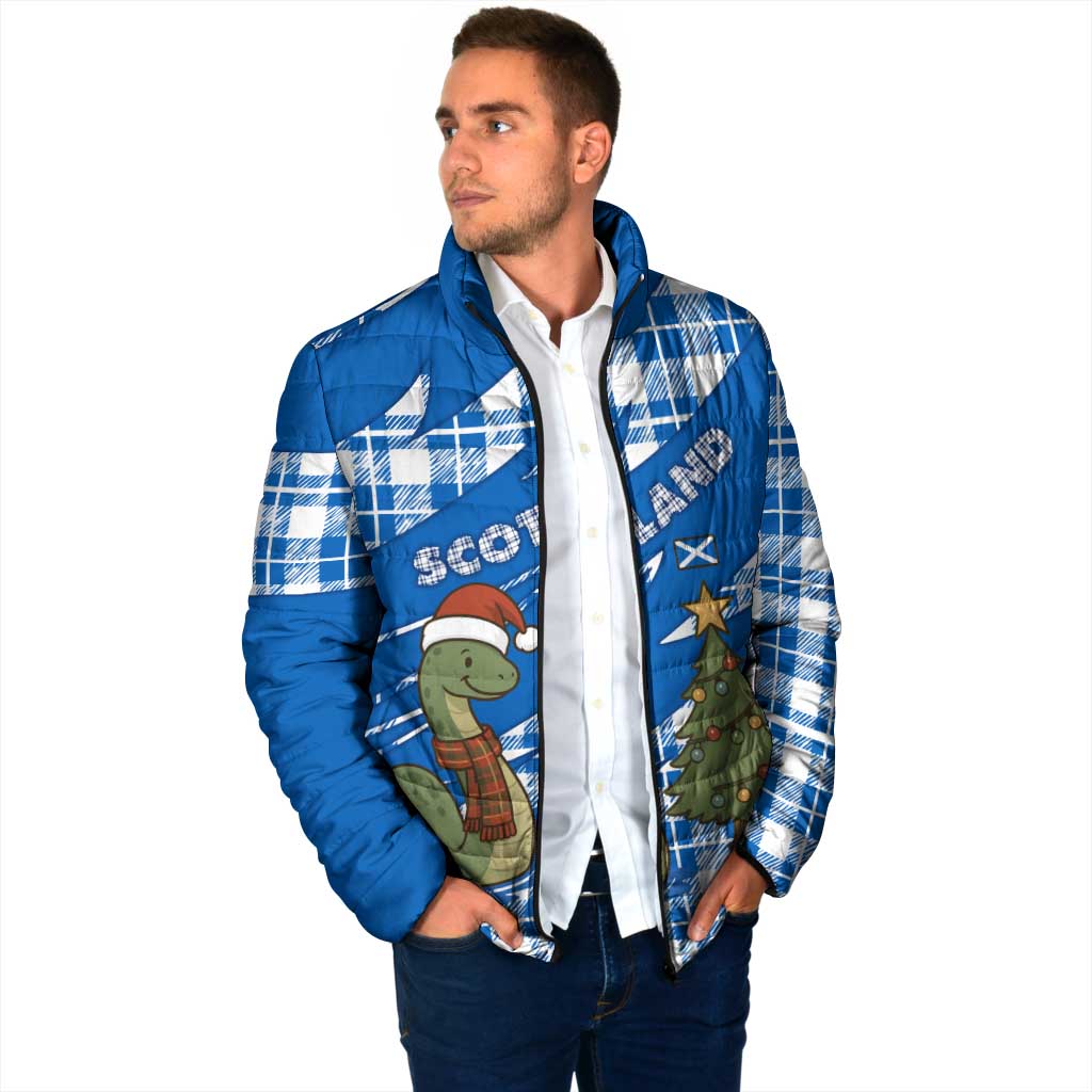 Scotland Christmas Padded Jacket with Nessie Santa Hat and Blue Tartan Tree - Wonder Print Shop