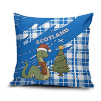 Scotland Christmas Pillow Cover with Nessie Santa Hat and Blue Tartan Tree - Wonder Print Shop