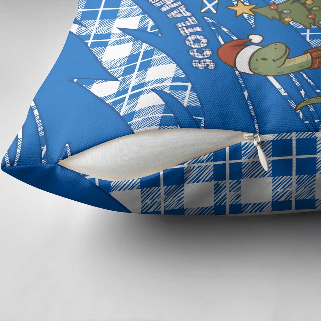 Scotland Christmas Pillow Cover with Nessie Santa Hat and Blue Tartan Tree - Wonder Print Shop
