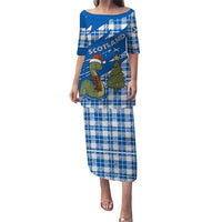 Scotland Christmas Puletasi with Nessie Santa Hat and Blue Tartan Tree - Wonder Print Shop
