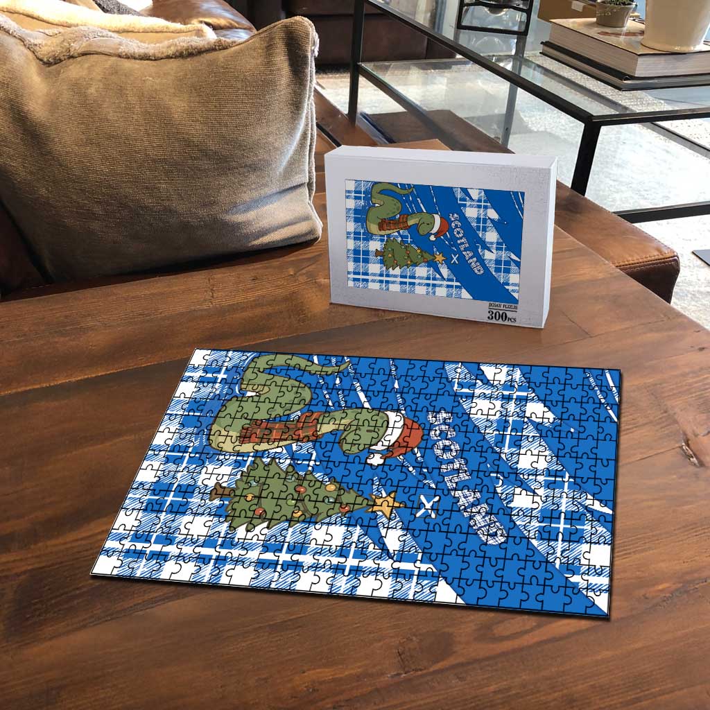 Scotland Christmas Puzzle with Nessie Santa Hat and Blue Tartan Tree - Wonder Print Shop