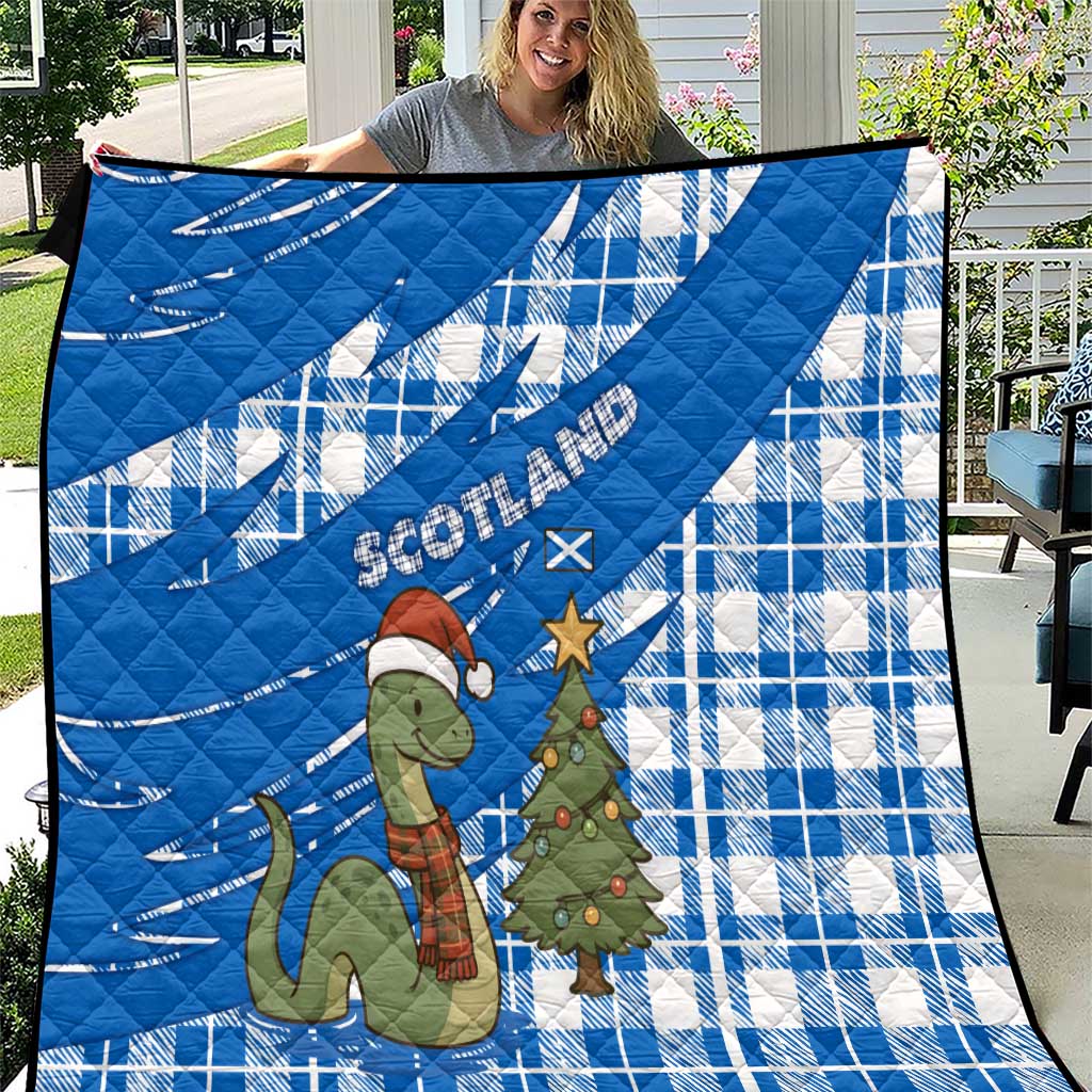 Scotland Christmas Quilt with Nessie Santa Hat and Blue Tartan Tree - Wonder Print Shop